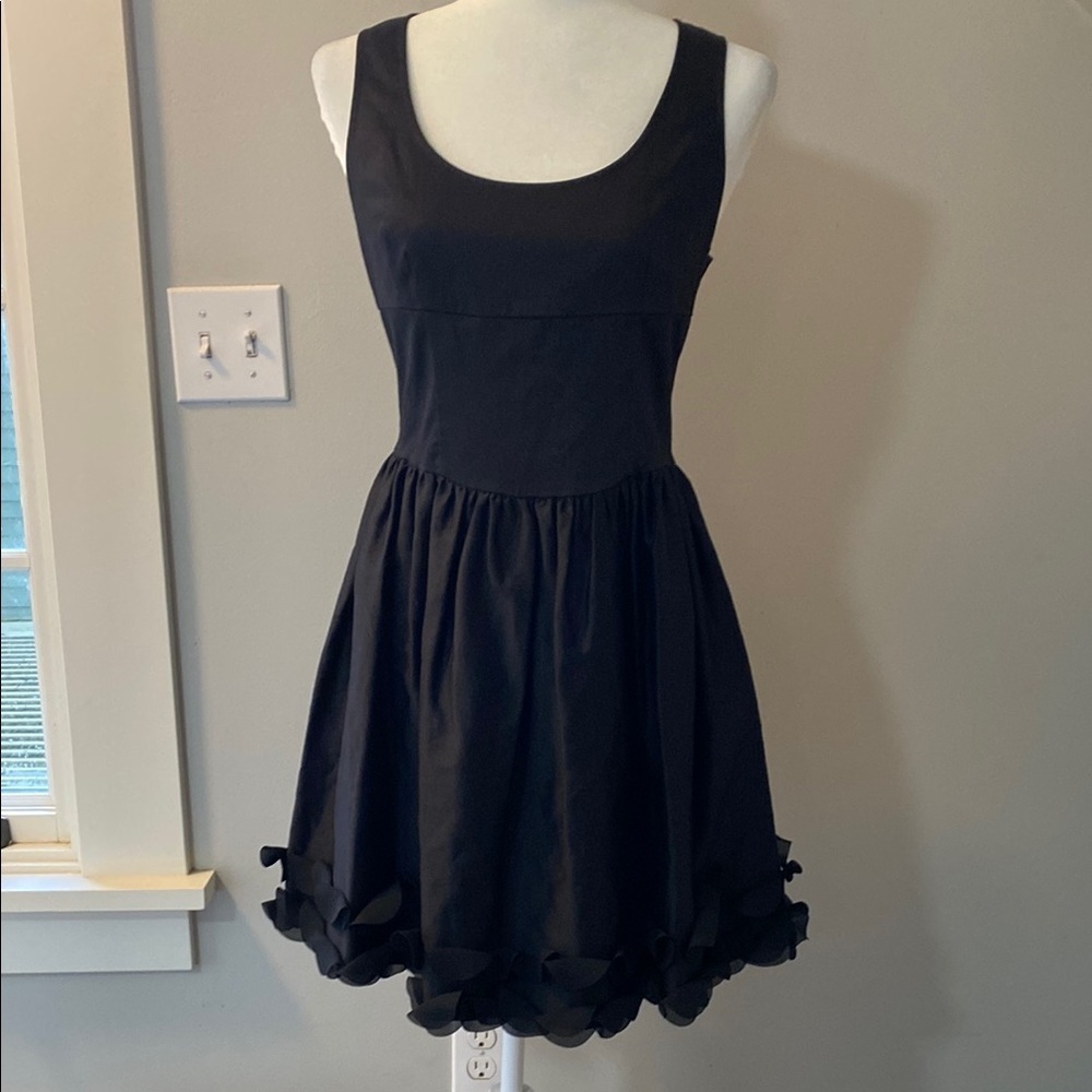 Fiorucci black fit n flare sleeveless dress with pleated skirt accented hem 8